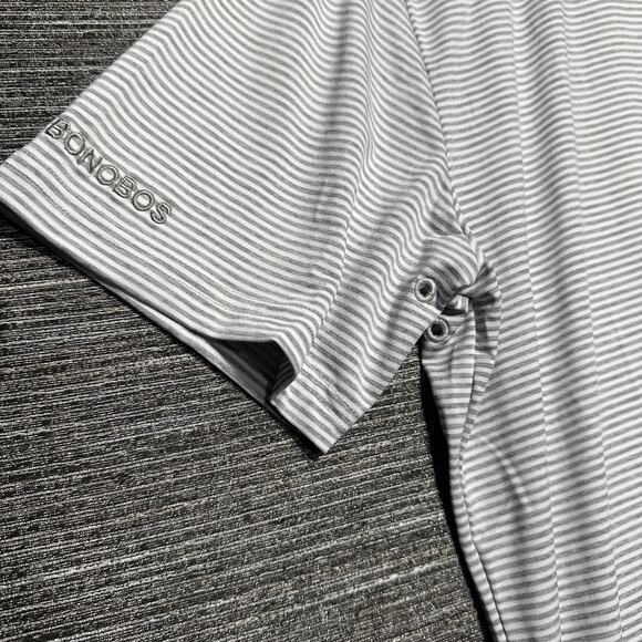 Bonobos Golf Polo Shirt Men's M Gray Striped Stretch Skim Fit GKT10928S - Picture 4 of 15